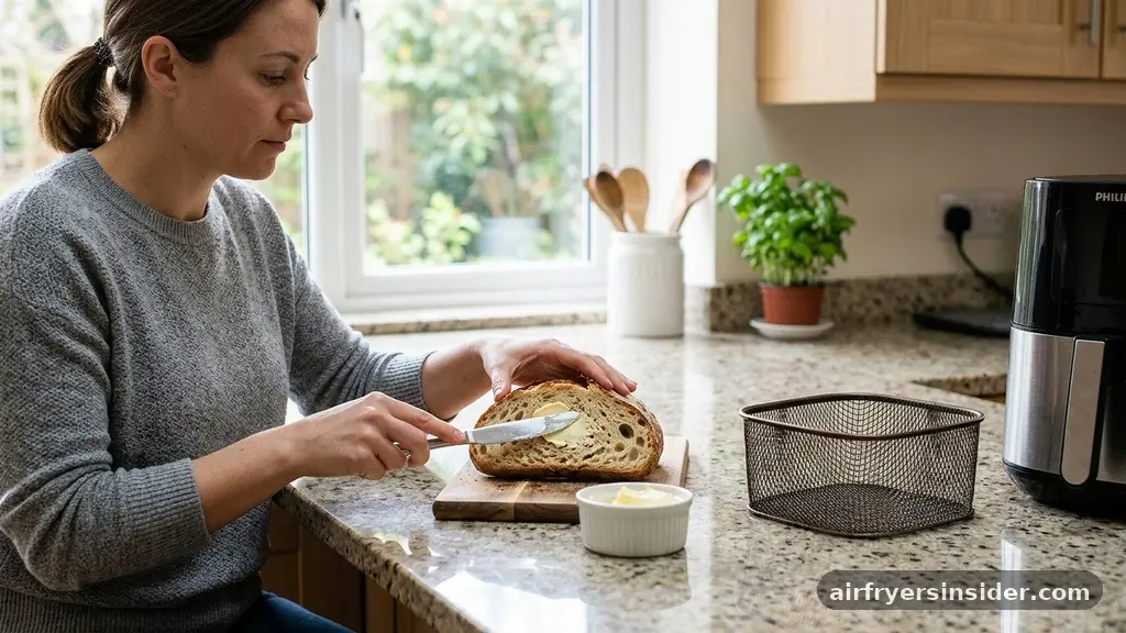 Handling Buttered Bread and Toppings - how to toast in air fryer