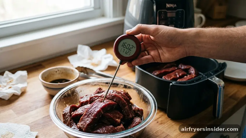 Managing Internal Temperature and Safety - how to make beef jerky in air fryer