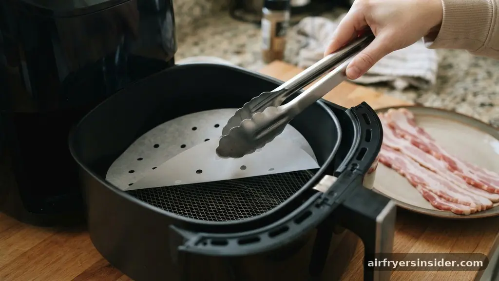Using Parchment Paper and Other Accessories - how long to put bacon in air fryer
