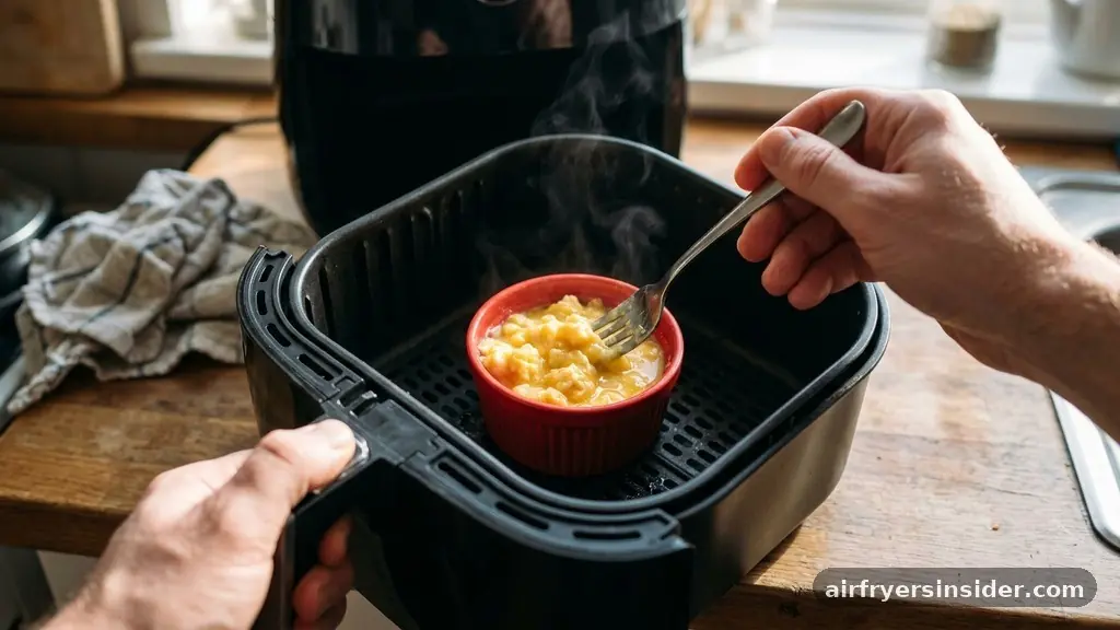 Step-by-Step Cooking Process - how to make scrambled eggs in air fryer
